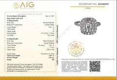 Dazzling 14k White Gold Double Halo Ring w/ 1.6 Carat Natural Diamonds AIG Cert