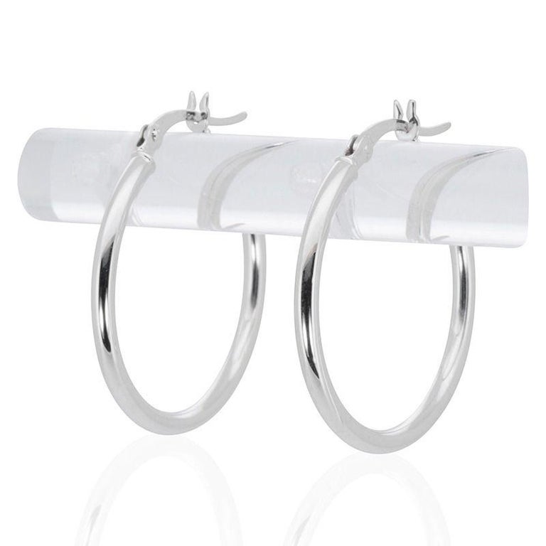 14k White Gold Scalloped Hoop Earrings