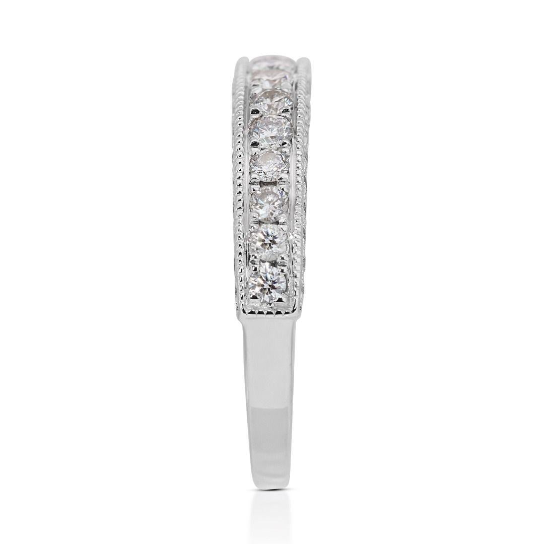 Women's Dazzling 14k White Gold Pave Band Ring with 0.82 Carat Natural Diamonds For Sale