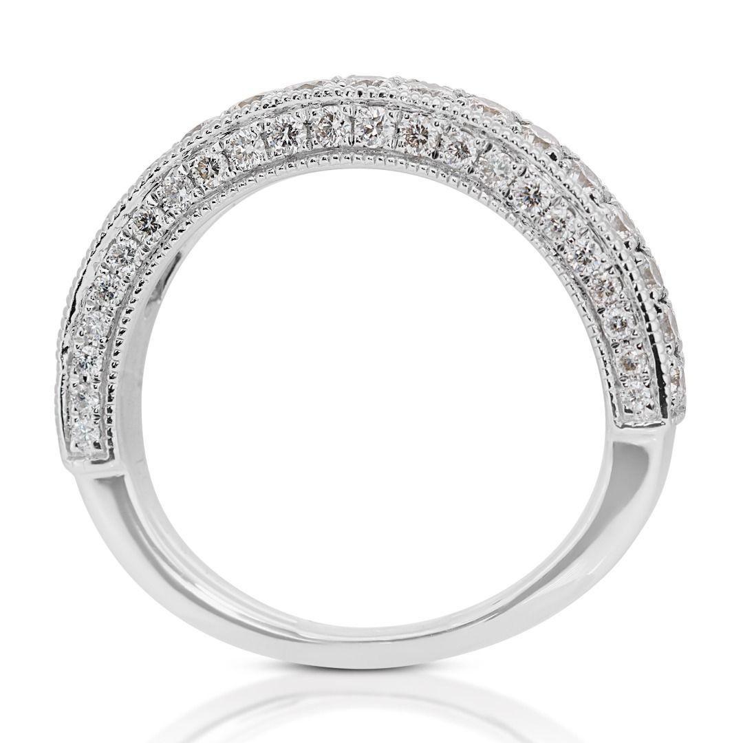 Dazzling 14k White Gold Pave Band Ring with 0.82 Carat Natural Diamonds For Sale 1