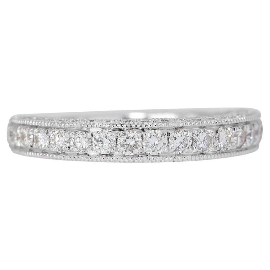 Dazzling 14k White Gold Pave Band Ring with 0.82 Carat Natural Diamonds For Sale