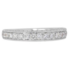 Dazzling 14k White Gold Pave Band Ring with 0.82 Carat Natural Diamonds