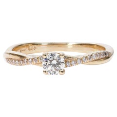 Dazzling 14K Yellow Gold 0.46 Carat Pave Natural Diamond Ring with AIG Cert