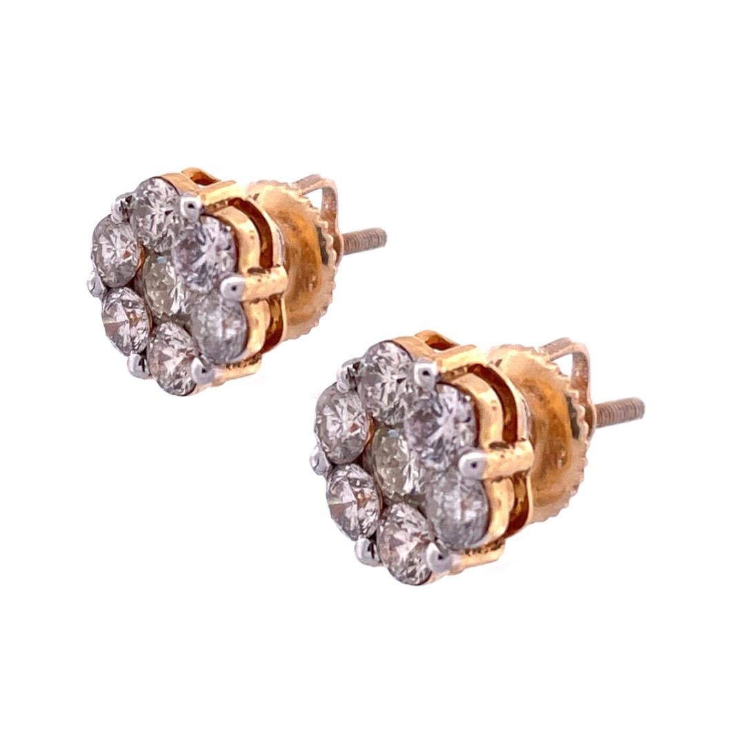 Dazzling 14k Yellow Gold Diamond Stud Earrings

Elevate your elegance with our Dazzling Diamond Stud Earrings crafted in 14k yellow gold. Each earring showcases a captivating arrangement of 14 round-cut diamonds, totaling 1.0 carat in weight.These