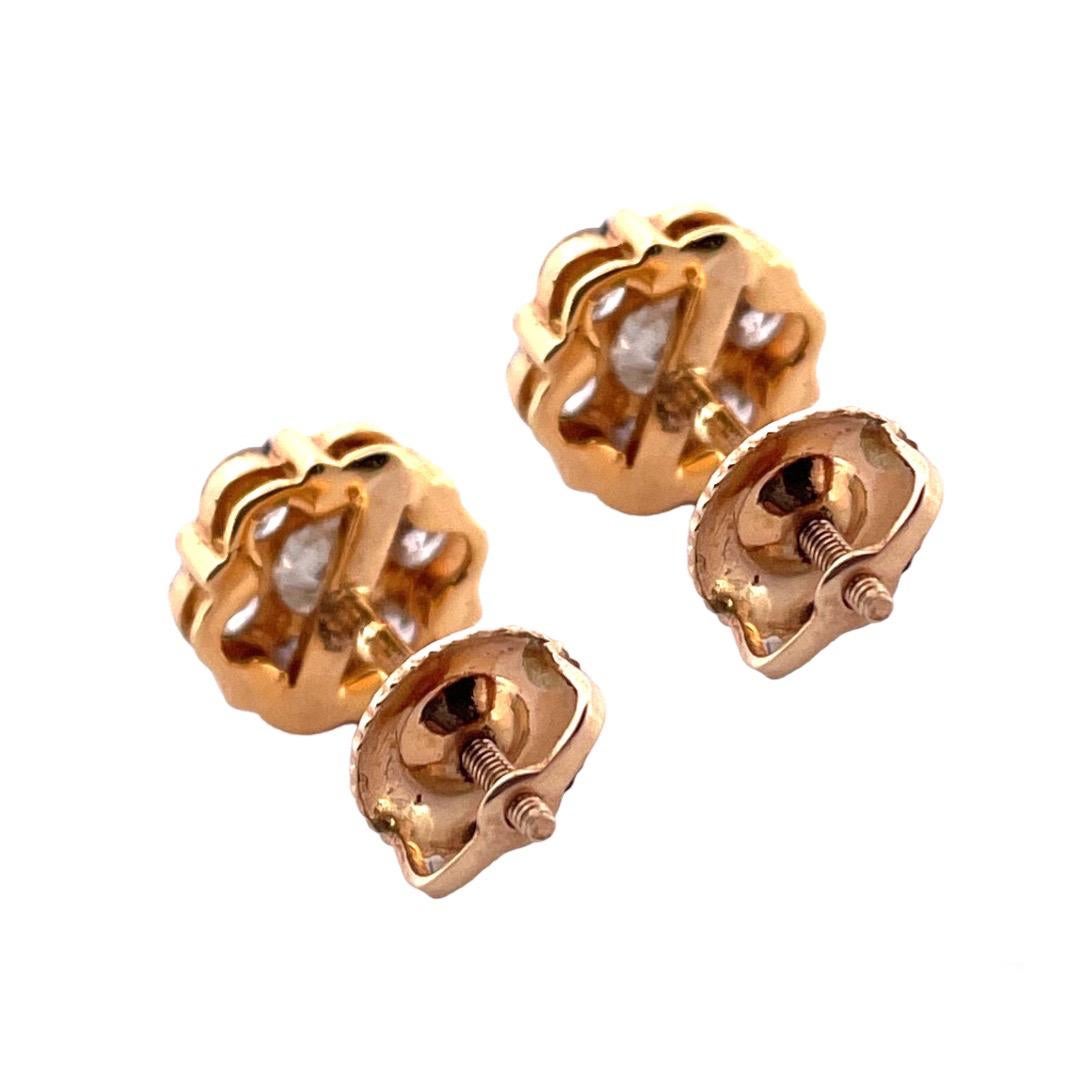 Modern Dazzling 14k Yellow Gold Diamond Stud Earrings For Sale