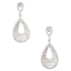 Dazzling 14KW Diamond Dangling Earrings - 1.82ct Round, Concave Design