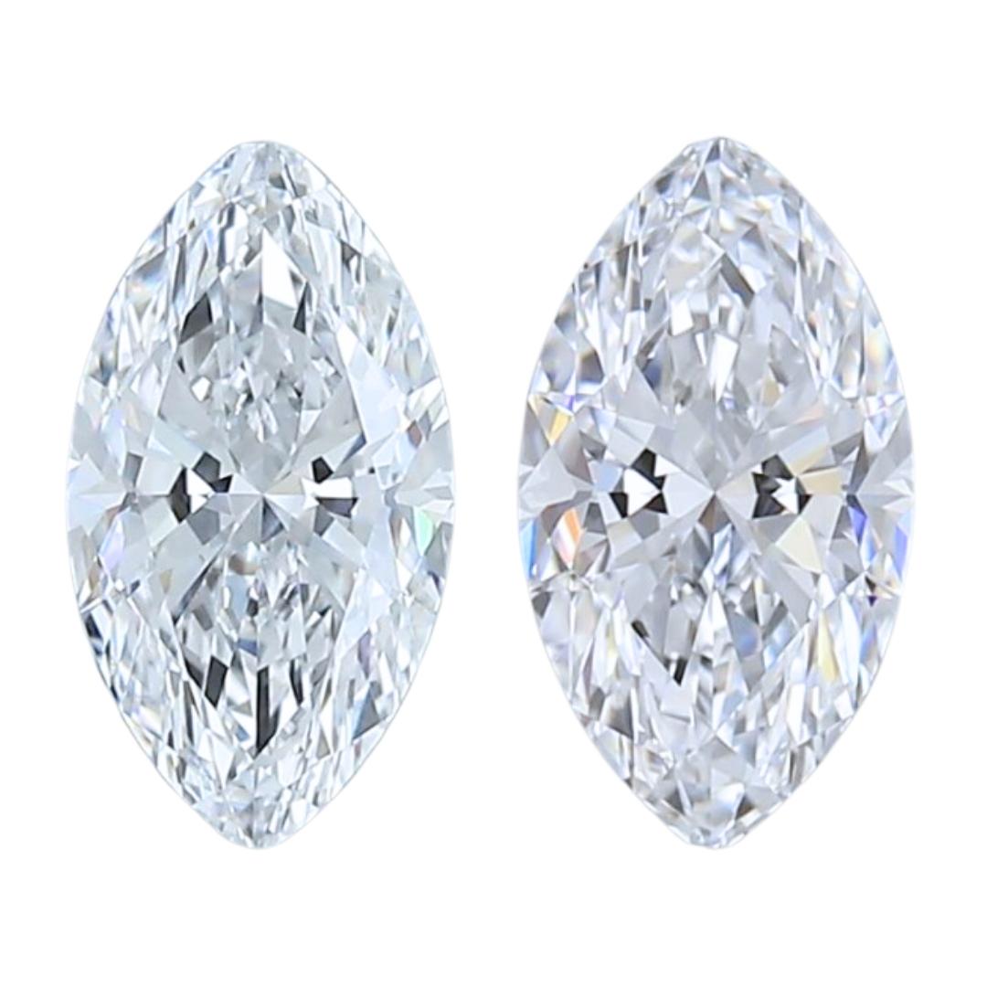 Abbagliante coppia di diamanti a forma di marquise con taglio ideale doppio eccellente da 1,50 carati in vendita 3