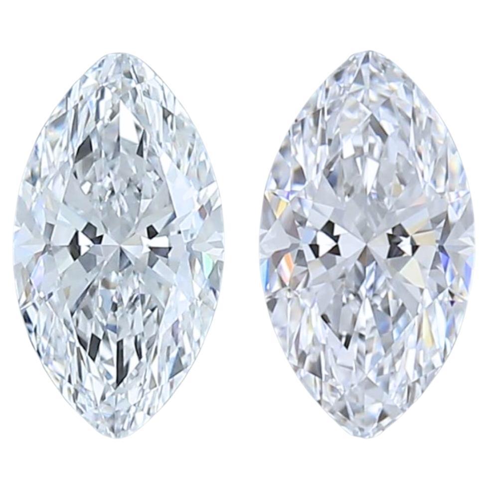 Dazzling 1.50ct Double Excellent Ideal Cut Pair of Marquise-Shaped Diamonds