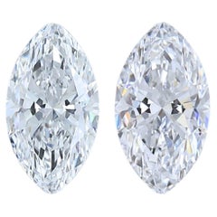 Deslumbrante pareja de diamantes en forma de marquesa de 1,50 ct, talla ideal doble excelente