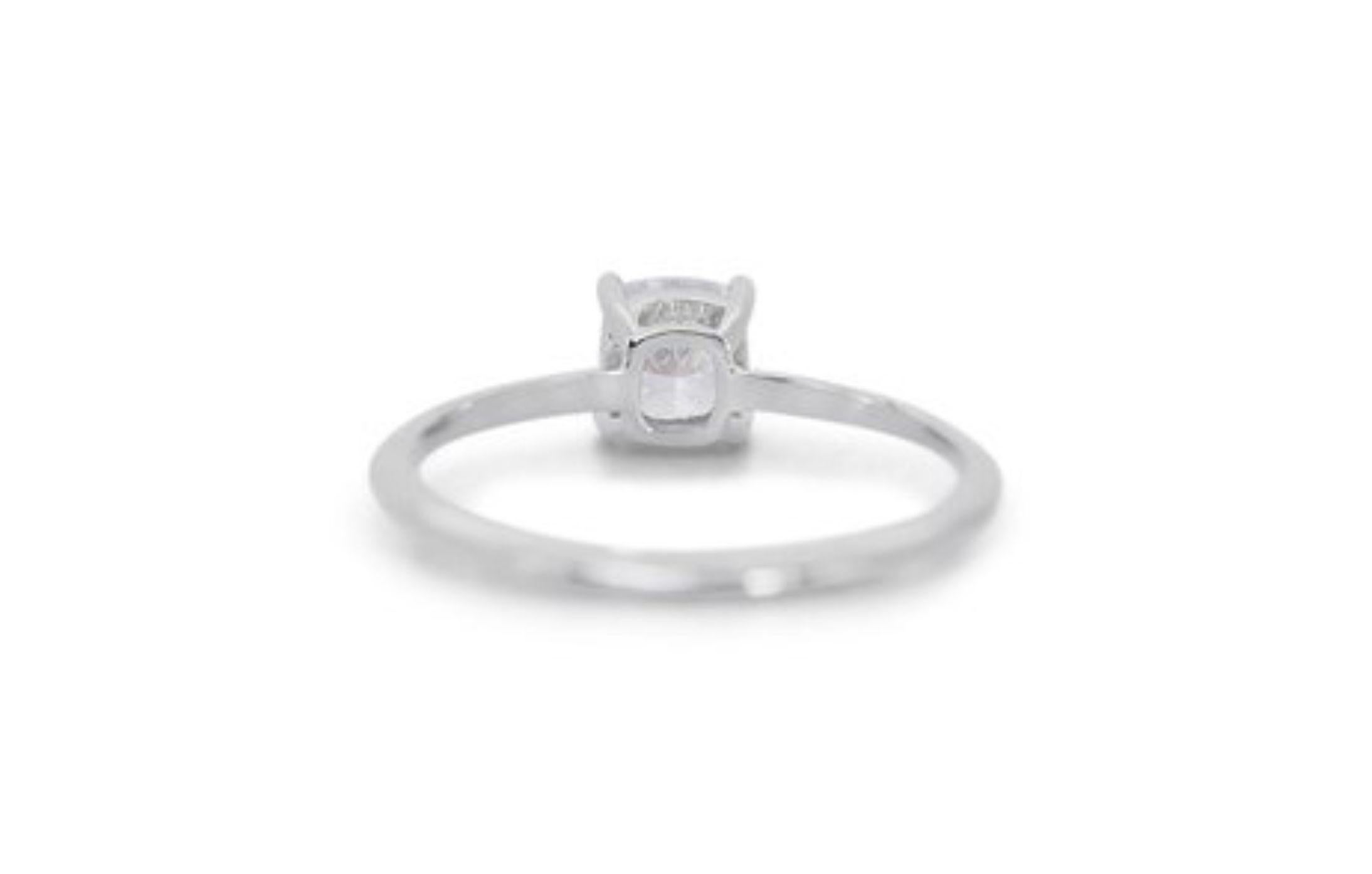 Dazzling 1.52 Carat Cushion Modified Diamond Ring in 18K White Gold For Sale 4