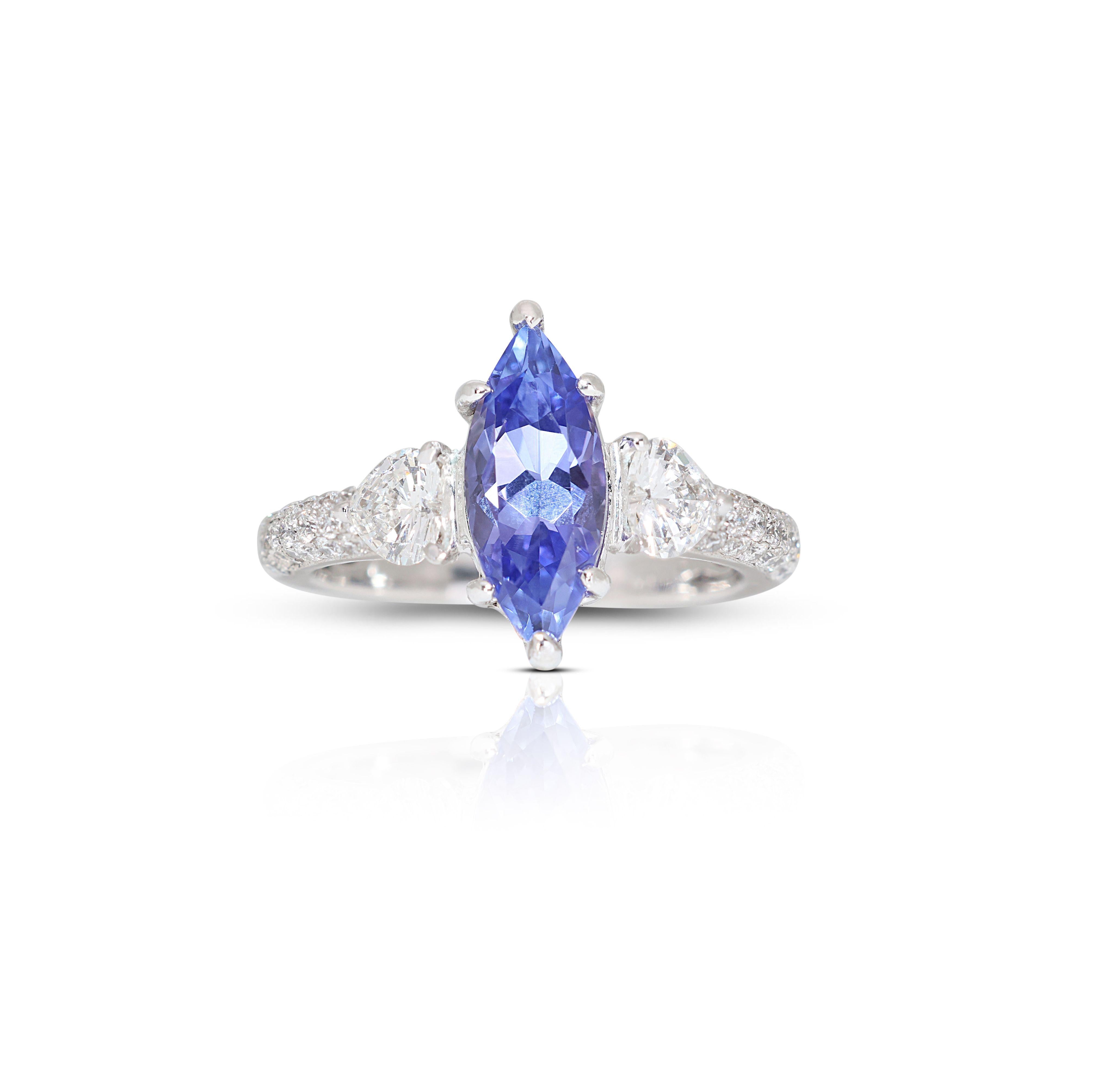 Marquise Cut Dazzling 1.52 Tanzanite Engagement Ring For Sale