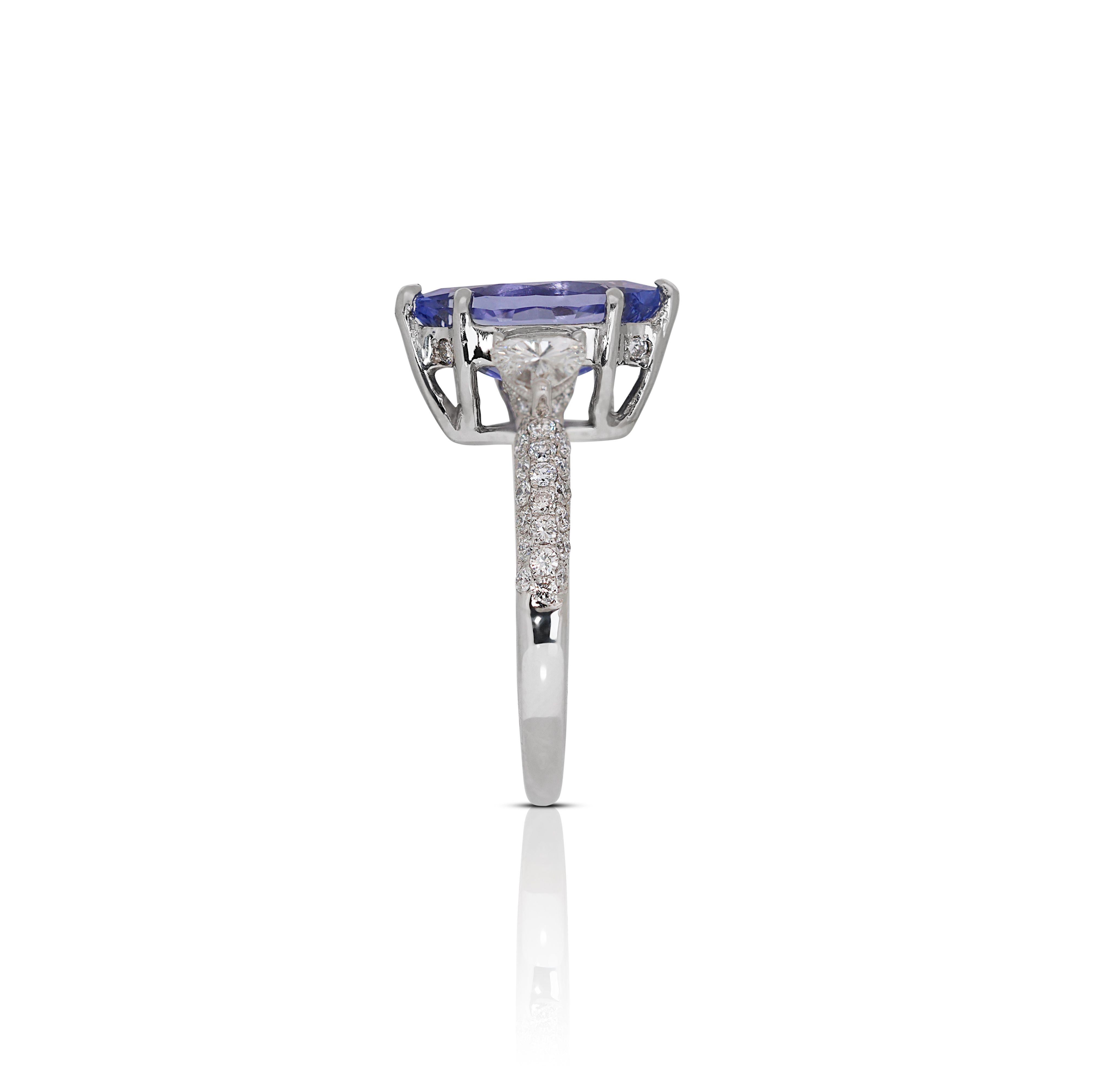 Women's Dazzling 1.52 Tanzanite Engagement Ring For Sale