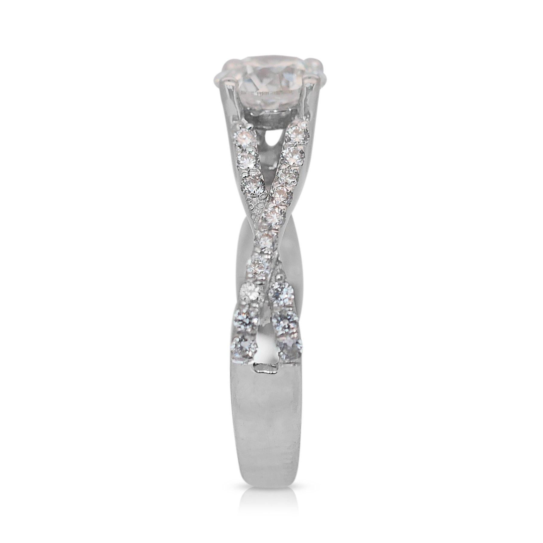 Dazzling 1.58ct Triple Excellent Ideal Cut Diamonds Pave Ring in 14k White Gold 1