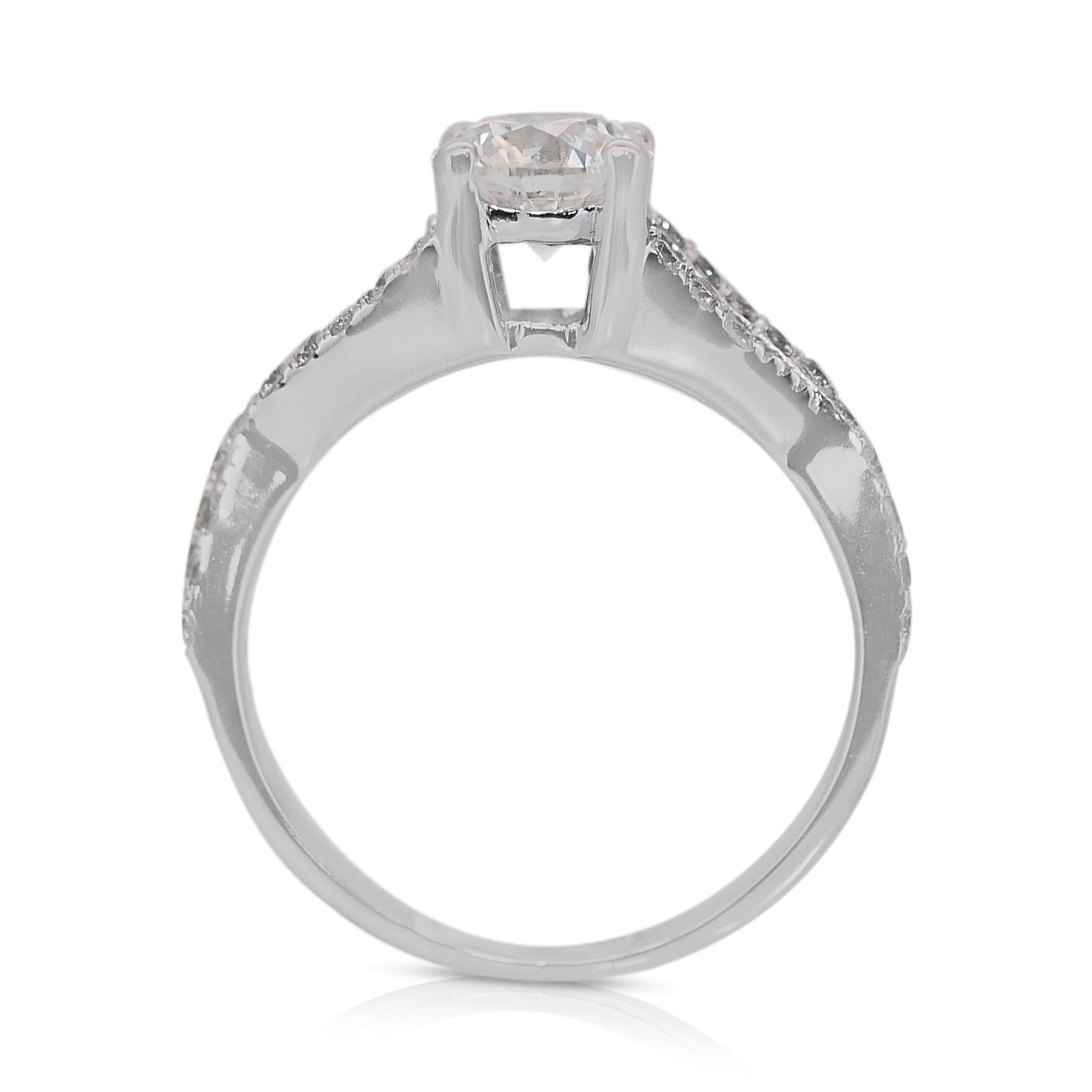Dazzling 1.58ct Triple Excellent Ideal Cut Diamonds Pave Ring in 14k White Gold 2
