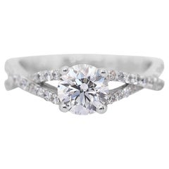 Dazzling 1.58ct Triple Excellent Ideal Cut Diamonds Pave Ring in 14k White Gold