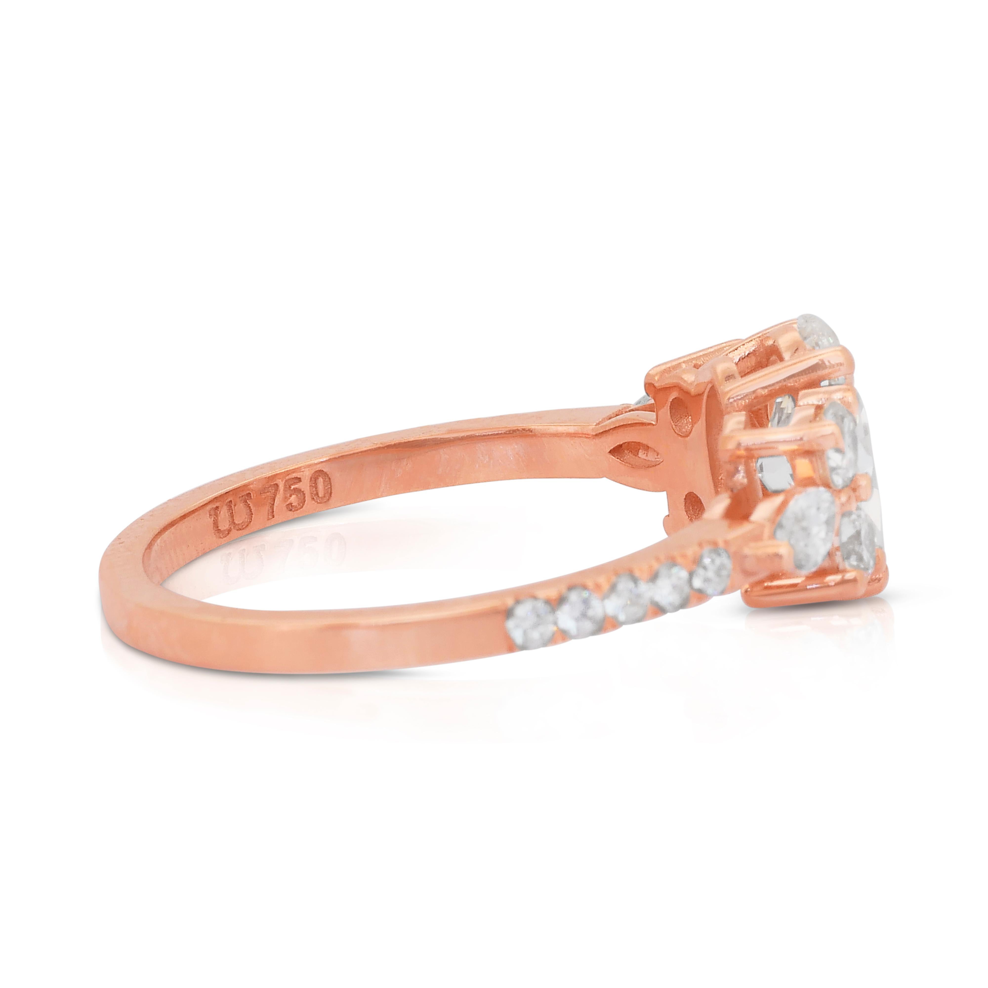 Dazzling 1.59ct Natural Diamonds Ring in 18k Rose Gold - IGI Certified im Zustand „Neu“ im Angebot in רמת גן, IL