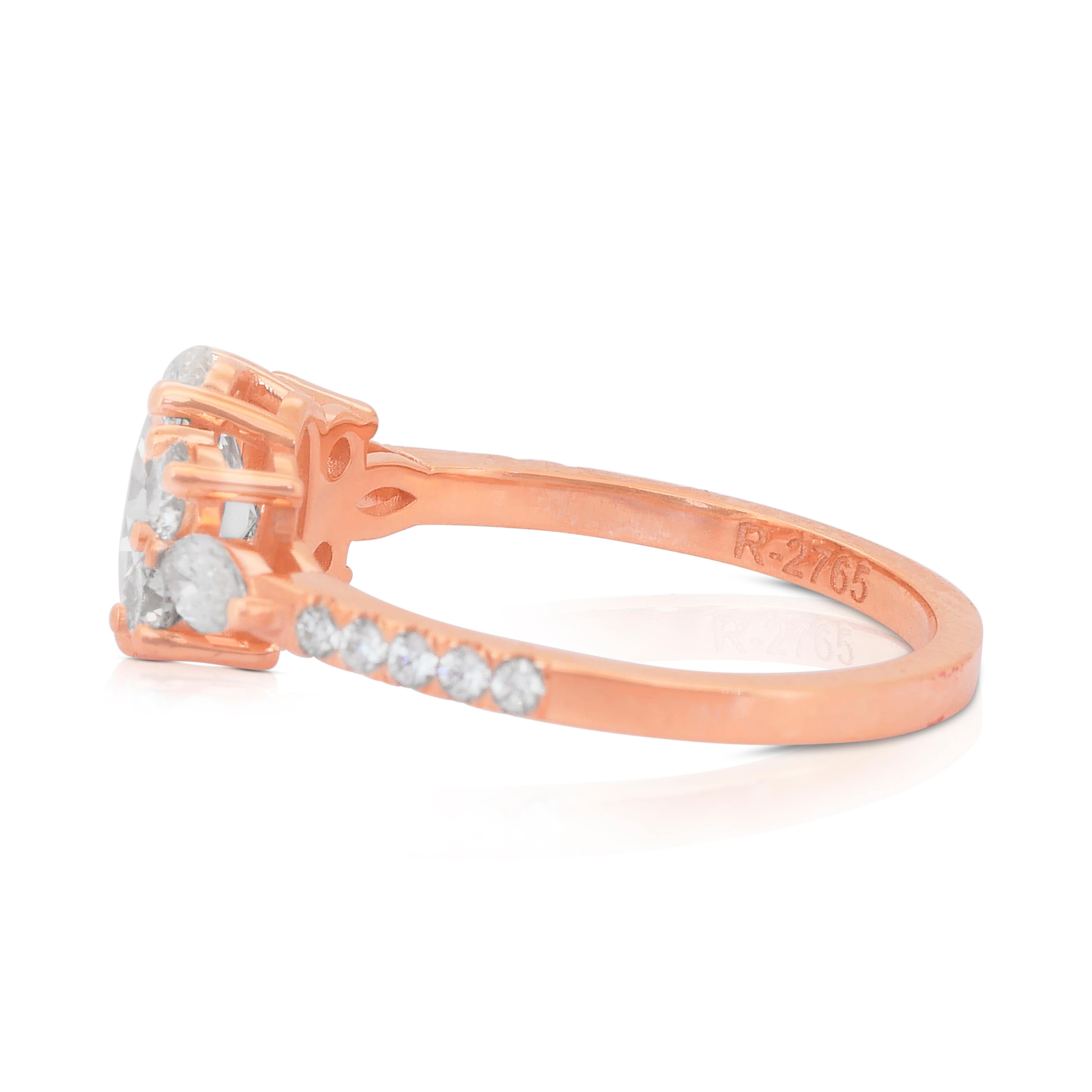 Dazzling 1.59ct Natural Diamonds Ring in 18k Rose Gold - IGI Certified Damen im Angebot