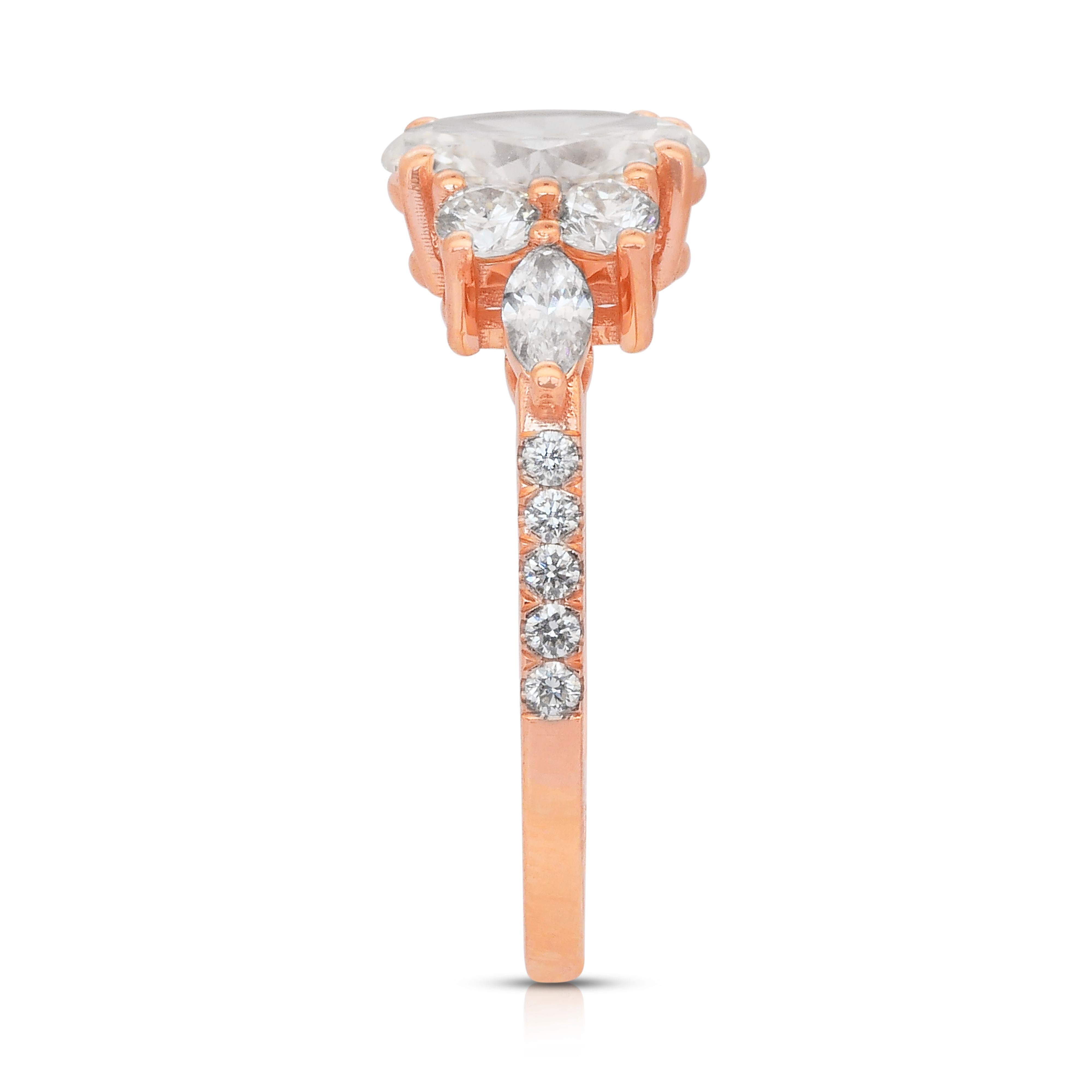 Dazzling 1.59ct Natural Diamonds Ring in 18k Rose Gold - IGI Certified im Angebot 2