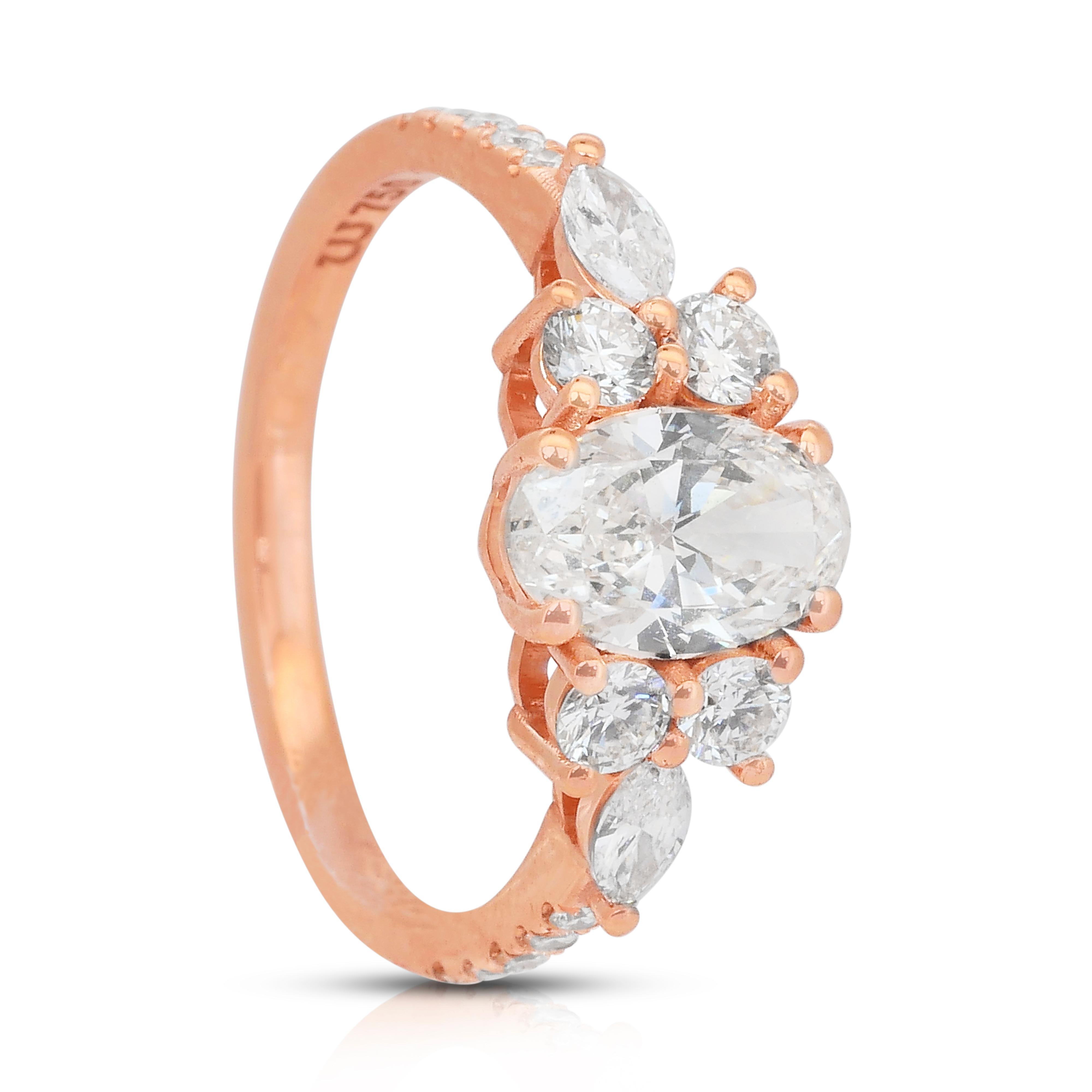 Dazzling 1.59ct Natural Diamonds Ring in 18k Rose Gold - IGI Certified im Angebot 3
