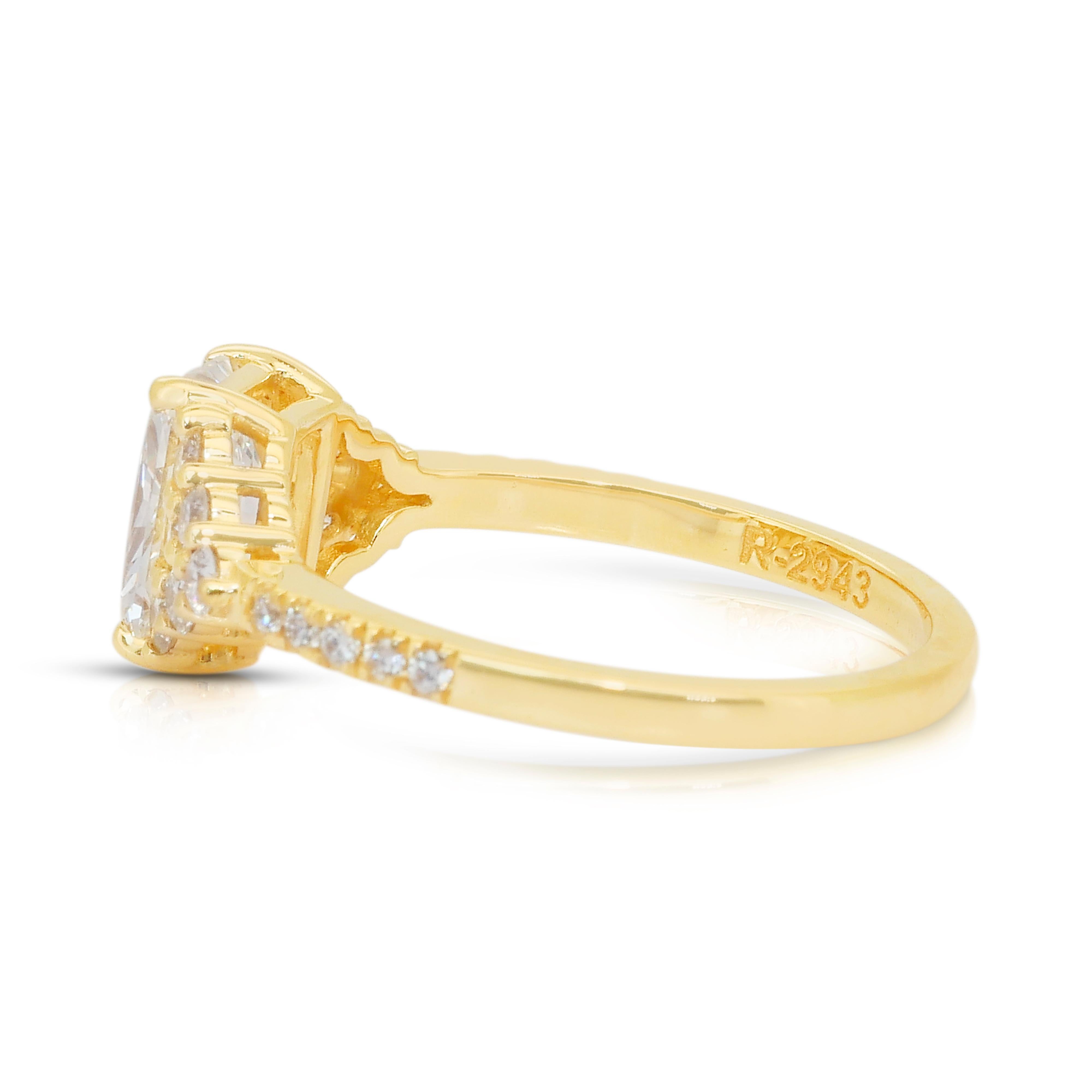 Donna Abbagliante anello con pavé di diamanti da 1,60 carati in oro giallo 18 carati - certificato IGI in vendita