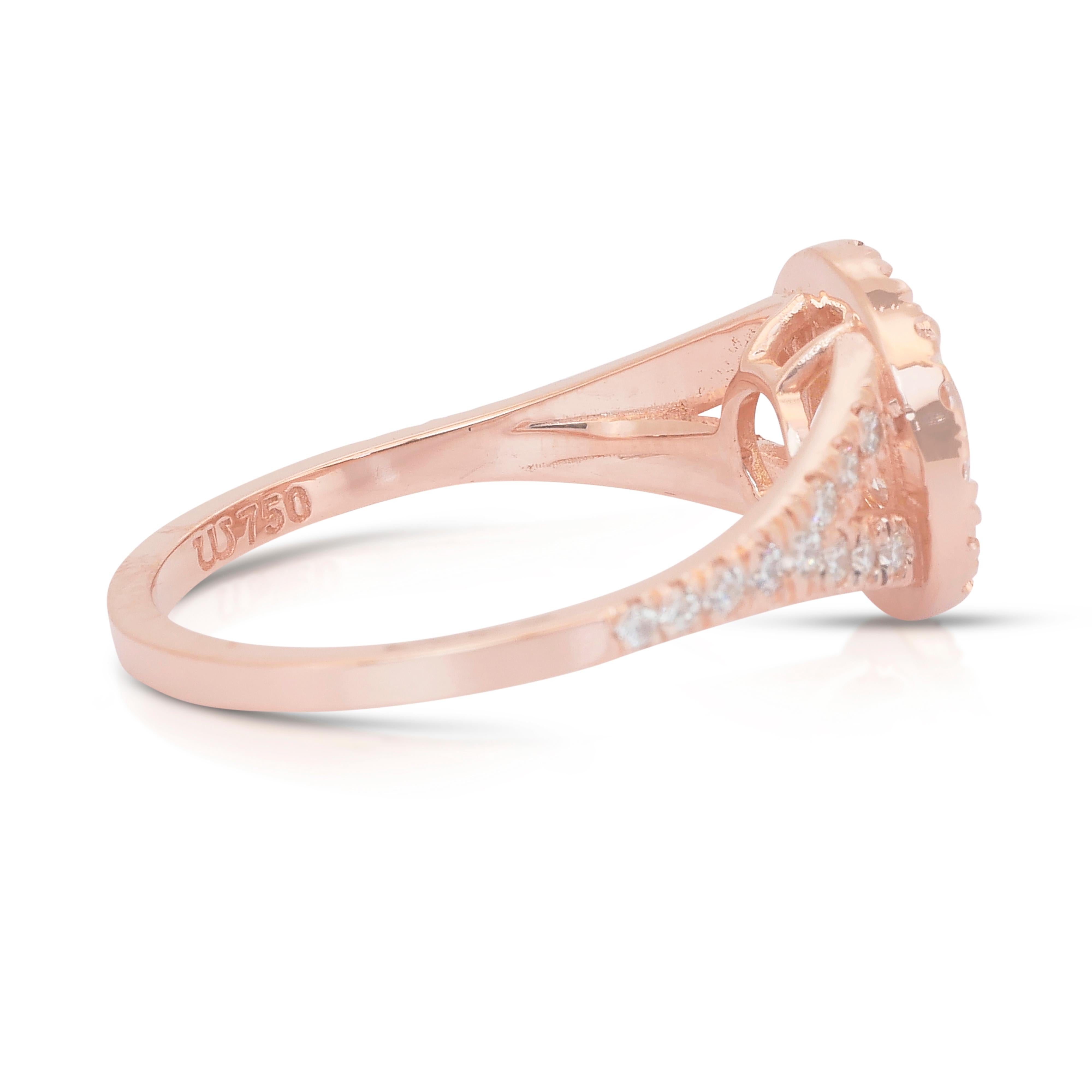 Donna Abbagliante anello aureolato con 1,61 carati di diamanti in oro rosa 18 carati - certificato IGI in vendita