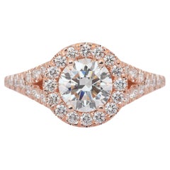 Éblouissante bague halo en or rose 18 carats de 1,61 ct de diamants - certifiée IGI