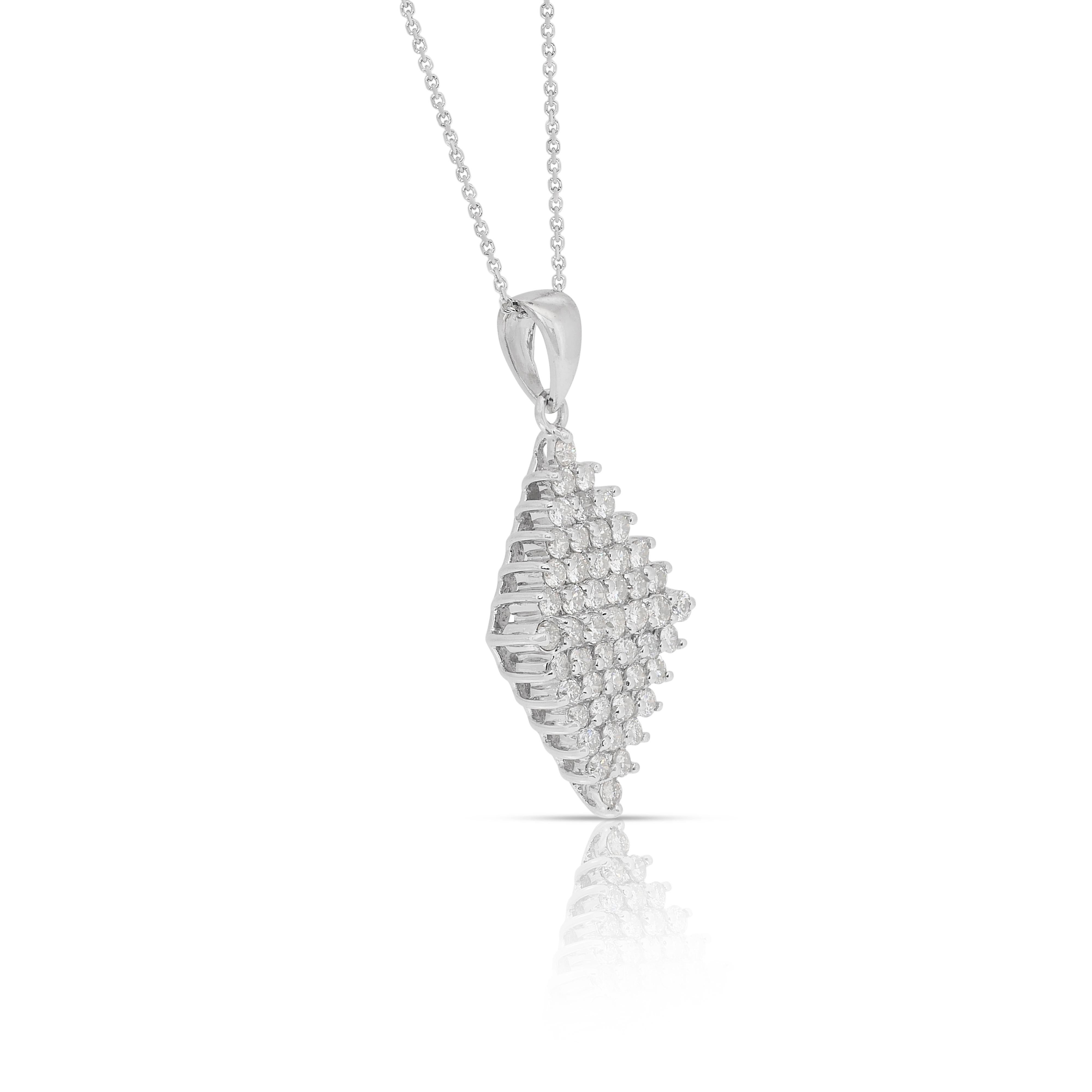 Schillernde 1,62ct Diamanten Halskette mit Anhänger in 18k Weißgold - IGI zertifiziert im Angebot 1