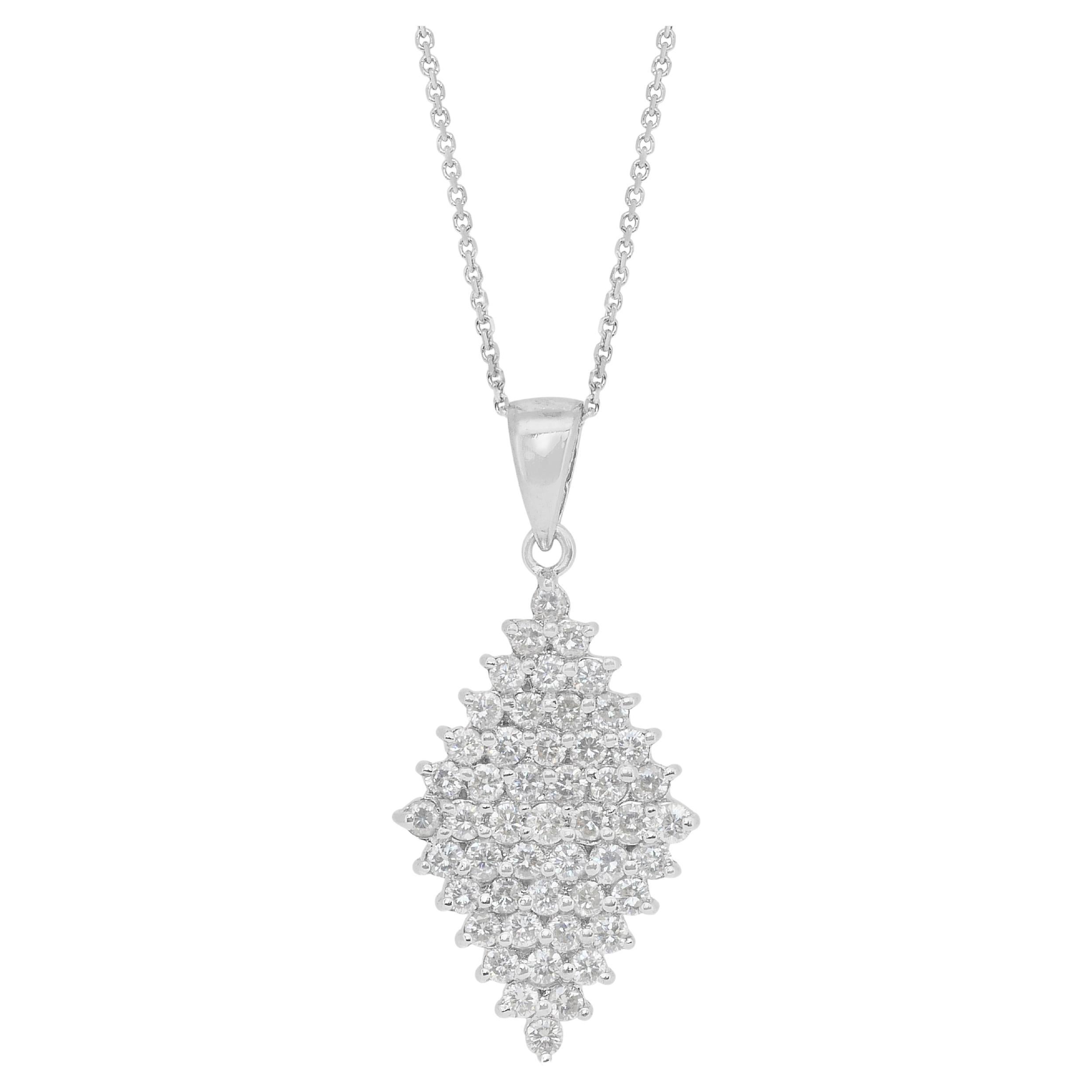 Schillernde 1,62ct Diamanten Halskette mit Anhänger in 18k Weißgold - IGI zertifiziert