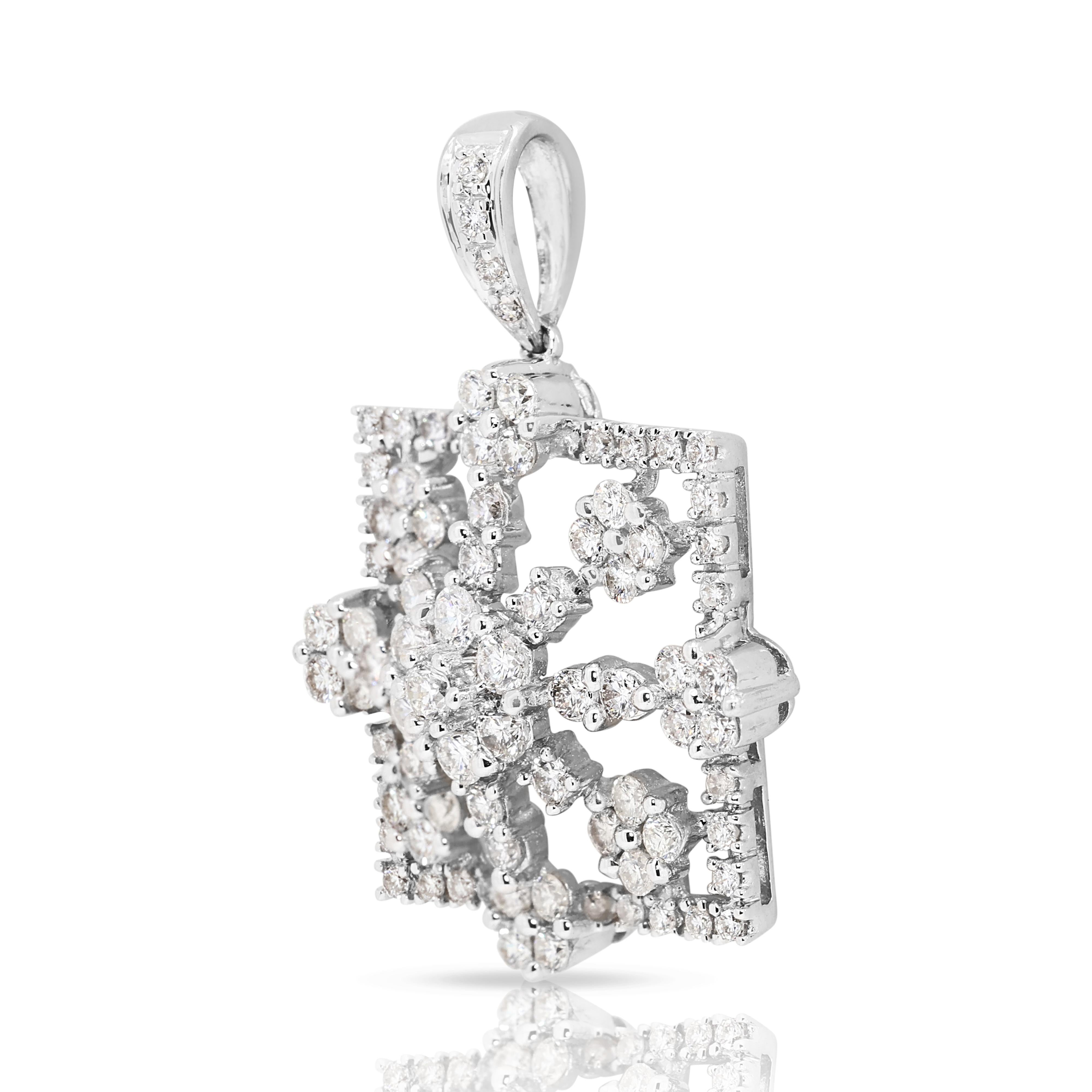 Dazzling 1.66ct Natural Diamond Pendant in 18K White Gold In New Condition For Sale In רמת גן, IL