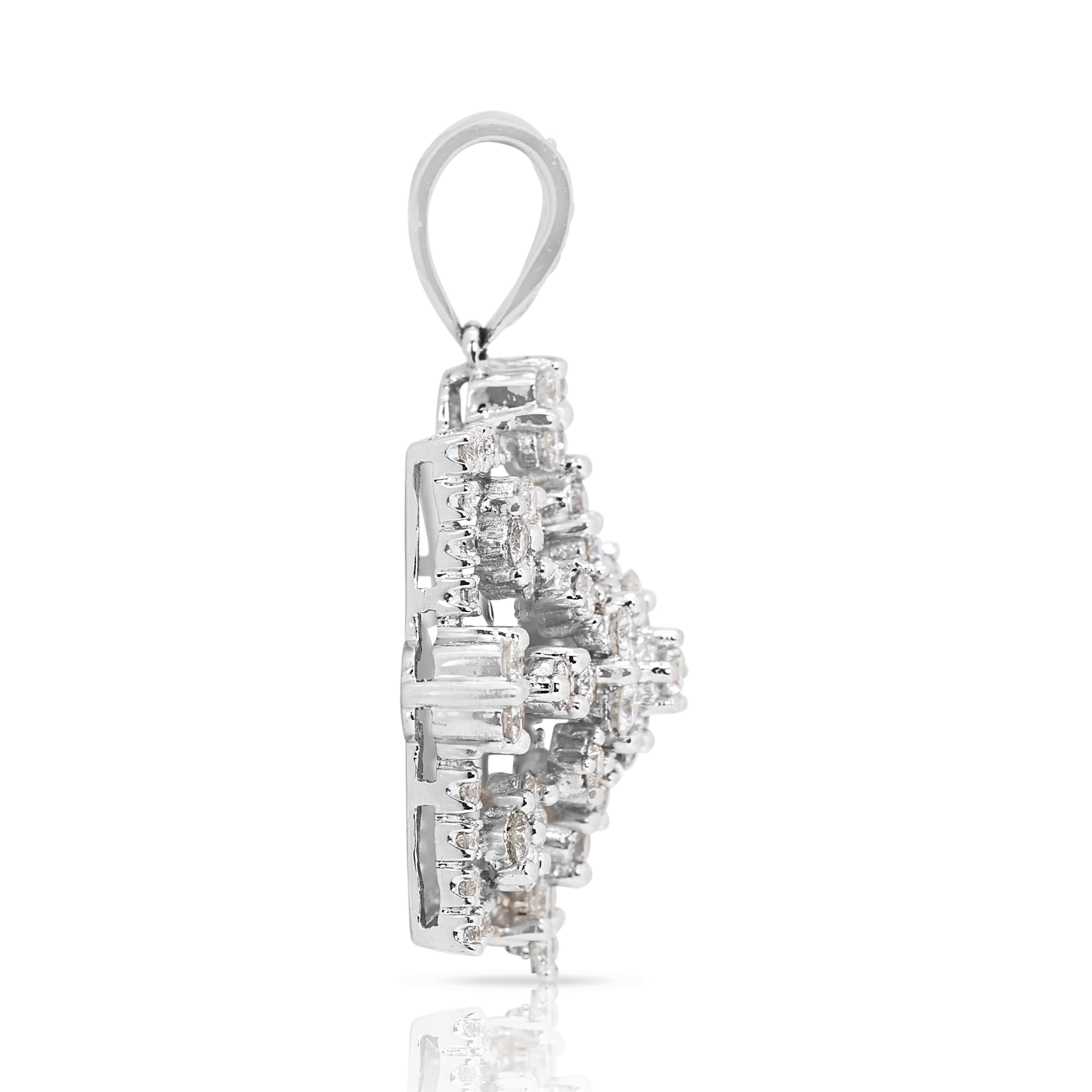 Women's Dazzling 1.66ct Natural Diamond Pendant in 18K White Gold For Sale