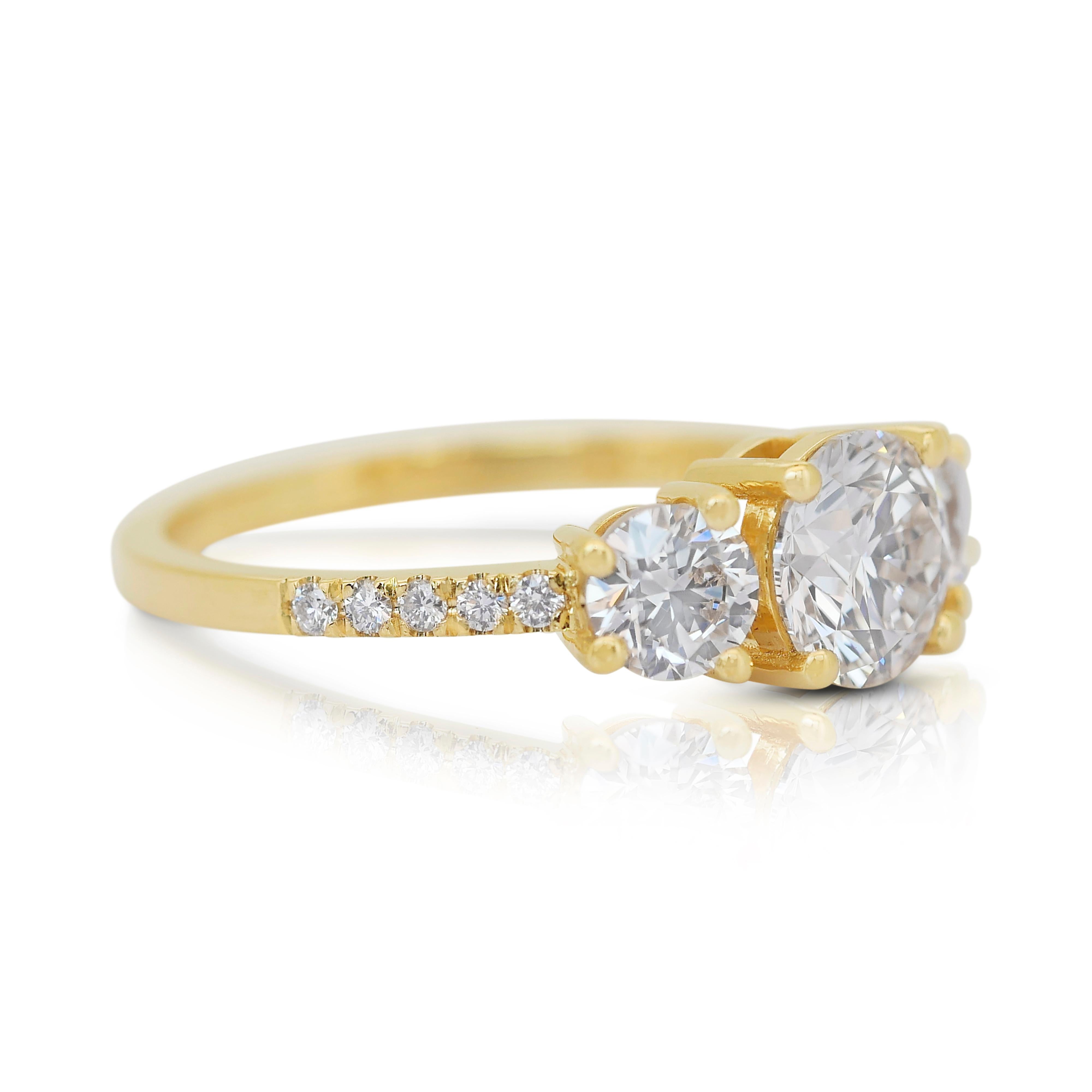 Schillernder 1,70 Karat Diamanten Pave-Ring aus 18 Karat Gelbgold - IGI-zertifiziert (Rundschliff) im Angebot