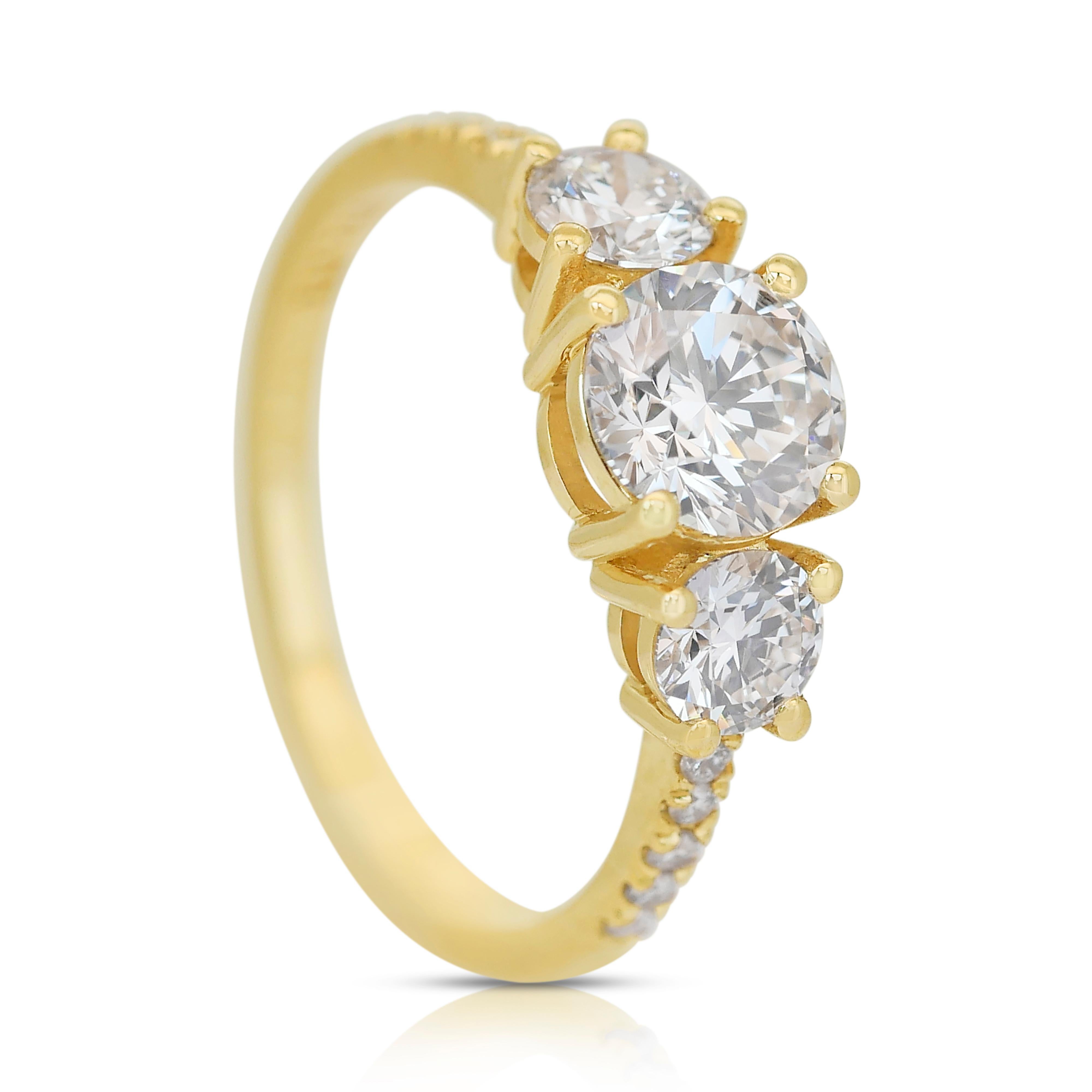Schillernder 1,70 Karat Diamanten Pave-Ring aus 18 Karat Gelbgold - IGI-zertifiziert im Angebot 3