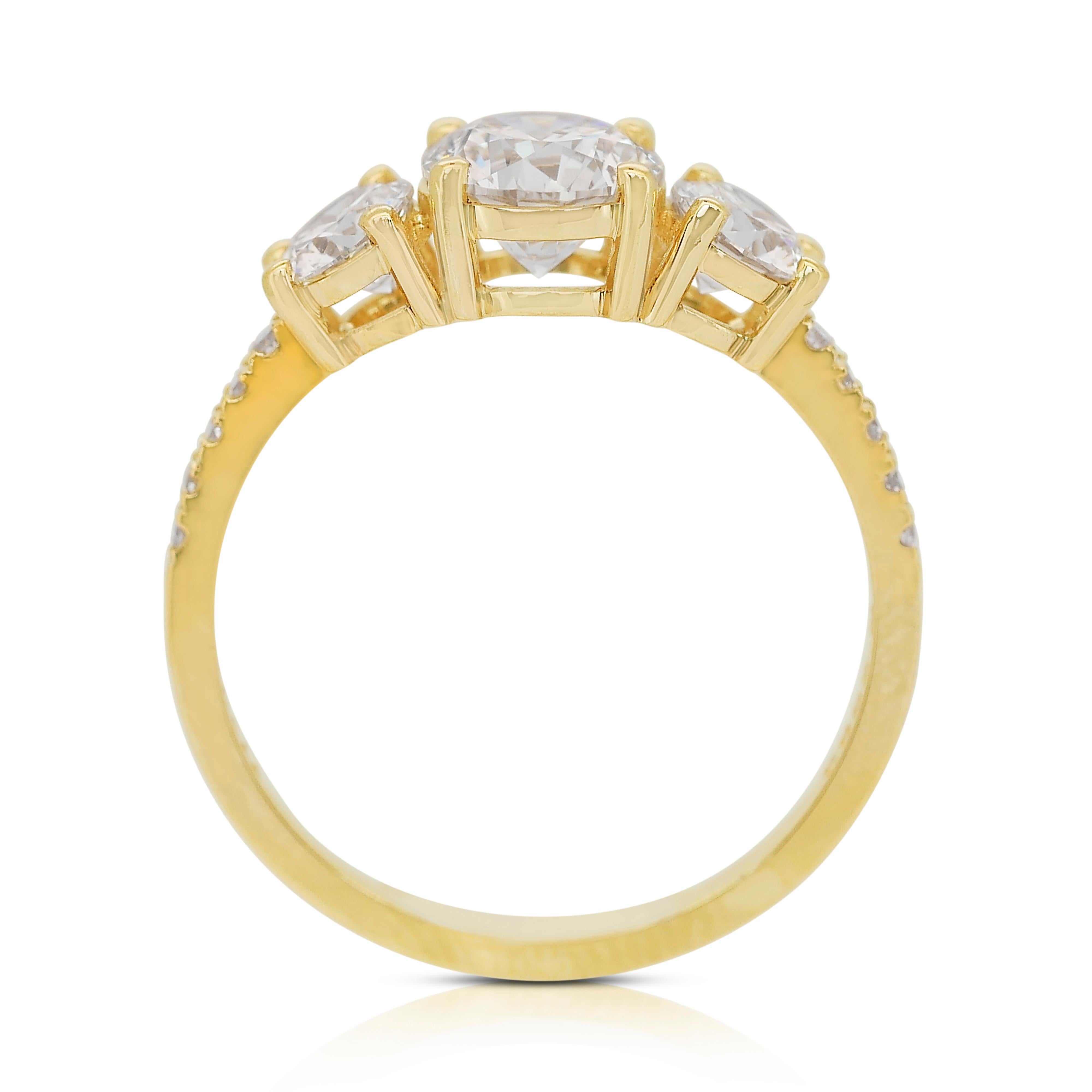 Schillernder 1,70 Karat Diamanten Pave-Ring aus 18 Karat Gelbgold - IGI-zertifiziert im Angebot 4