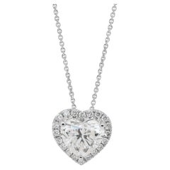 Collana di diamanti da 1,75 carati con pendente a cuore in oro bianco 18 carati - GIA