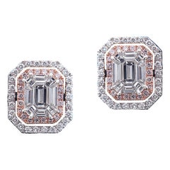 Dazzling 18 Karat White and Pink Gold, and Diamond Earring