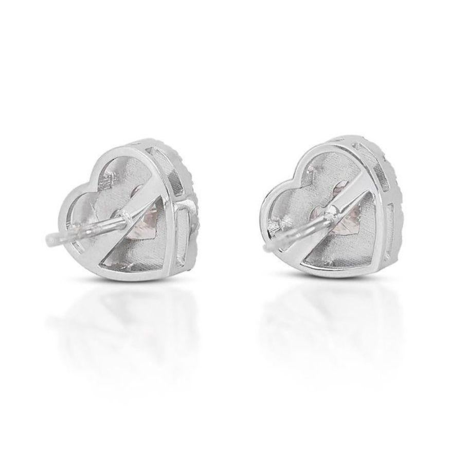 Women's Dazzling 1.82ct Heart Diamond Earring set in 18K White Gold For Sale