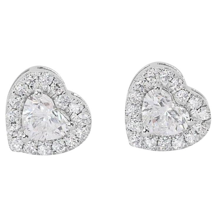 Dazzling 1.82ct Heart Diamond Earring set in 18K White Gold