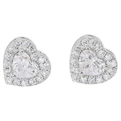 Boucles d'oreilles éblouissantes en or blanc 18 carats avec diamant en forme de cœur de 1,82 ct.