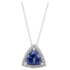 Dazzling 1.84ct Tanzanite and Diamonds Necklace with Pendant in 18k White Gold