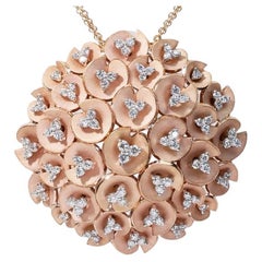 Dazzling 18k Pink Gold Necklace with Pendant with 0.97 ct Natural Diamonds, IGI