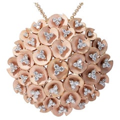 Splendida collana in oro rosa 18k con ciondolo con diamanti naturali da 0,97 carati, IGI