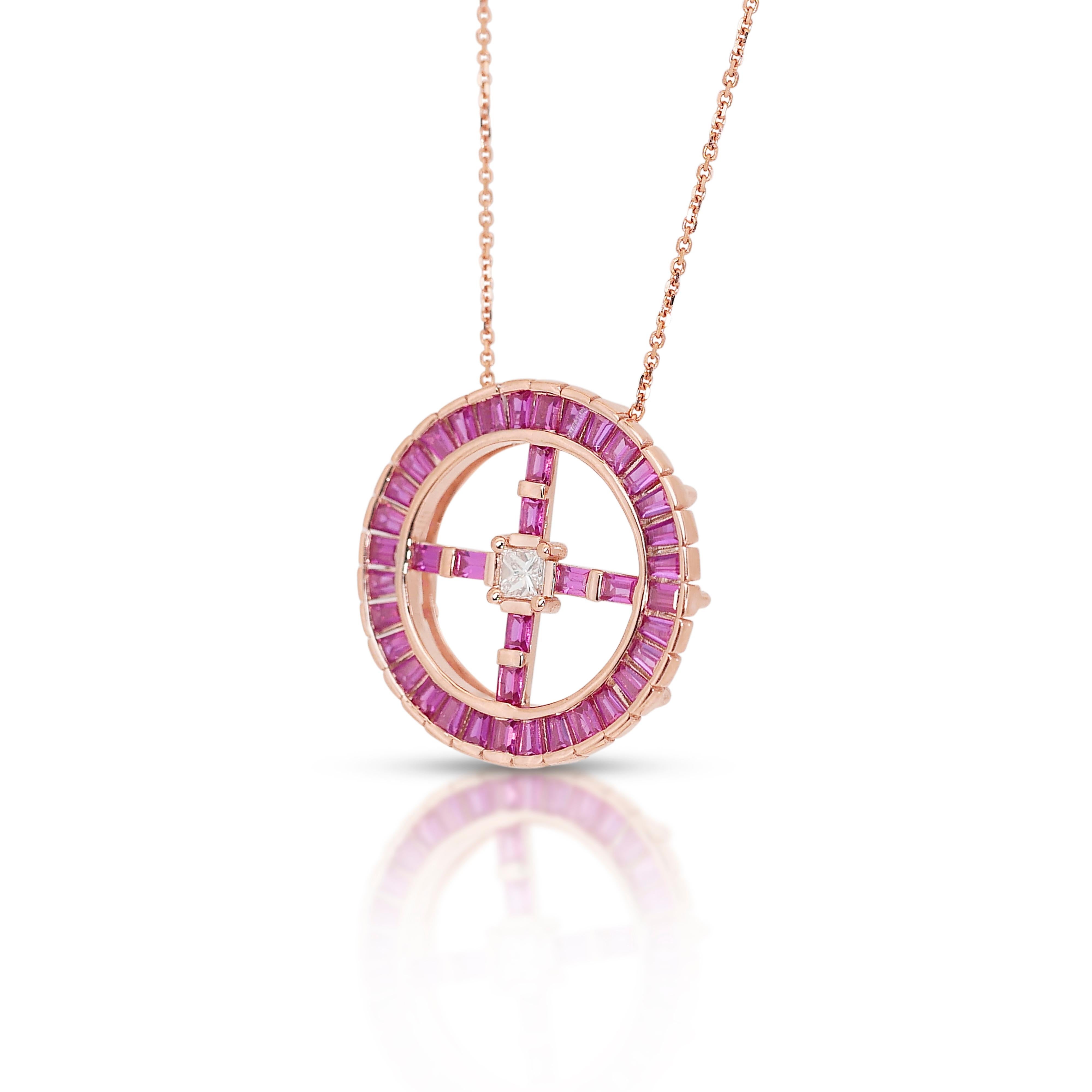 Dazzling 18K Rose Gold Diamond & Sapphire Necklace with 1.65 ct - AIG Certified For Sale 1