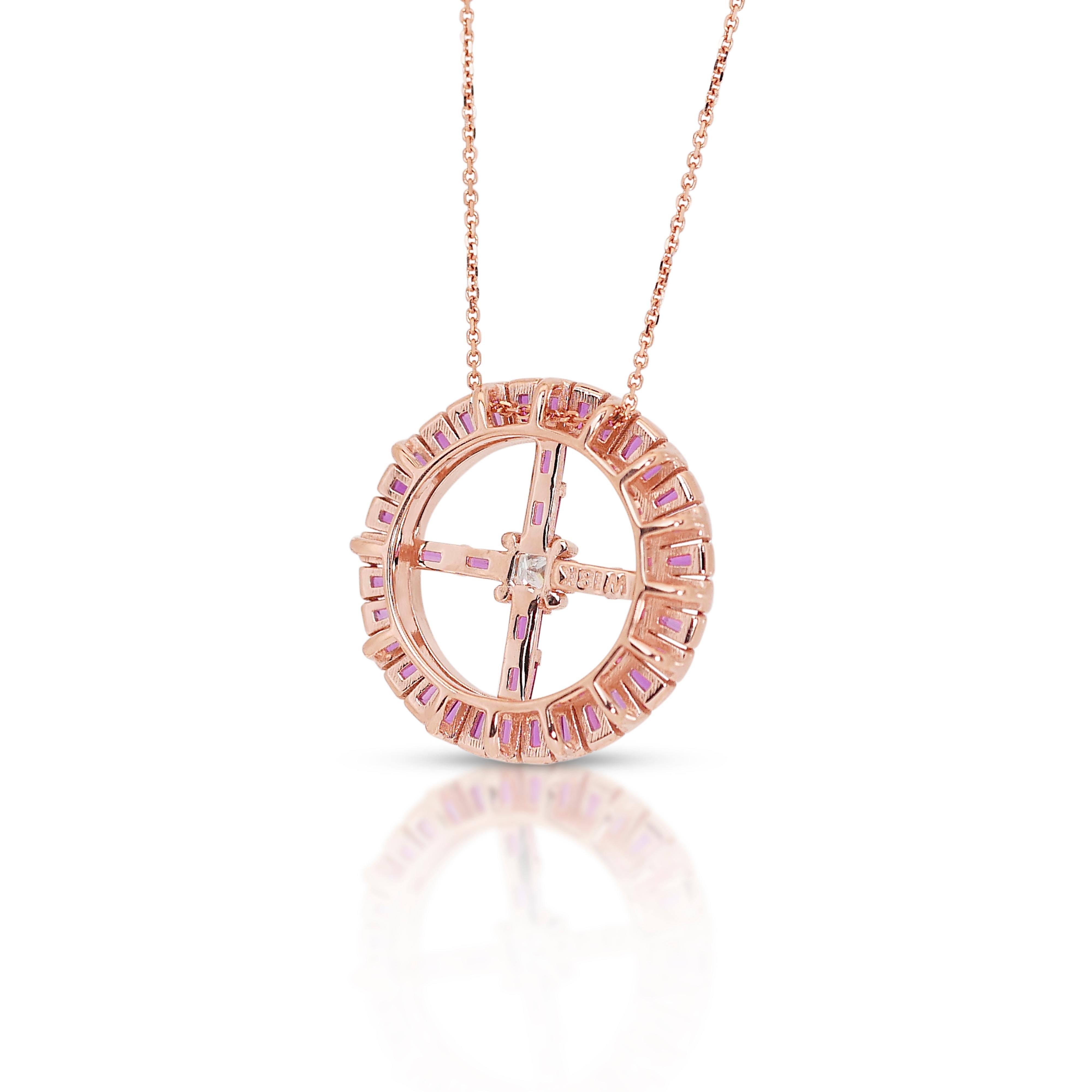 Dazzling 18K Rose Gold Diamond & Sapphire Necklace with 1.65 ct - AIG Certified For Sale 3