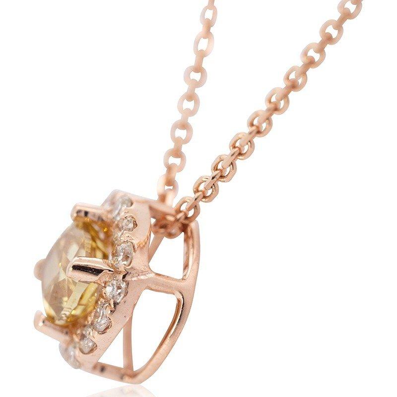 Dazzling 18k Rose gold Halo Fancy Necklace w/ 0.20 ct  Natural Diamond AIG Cert For Sale 4