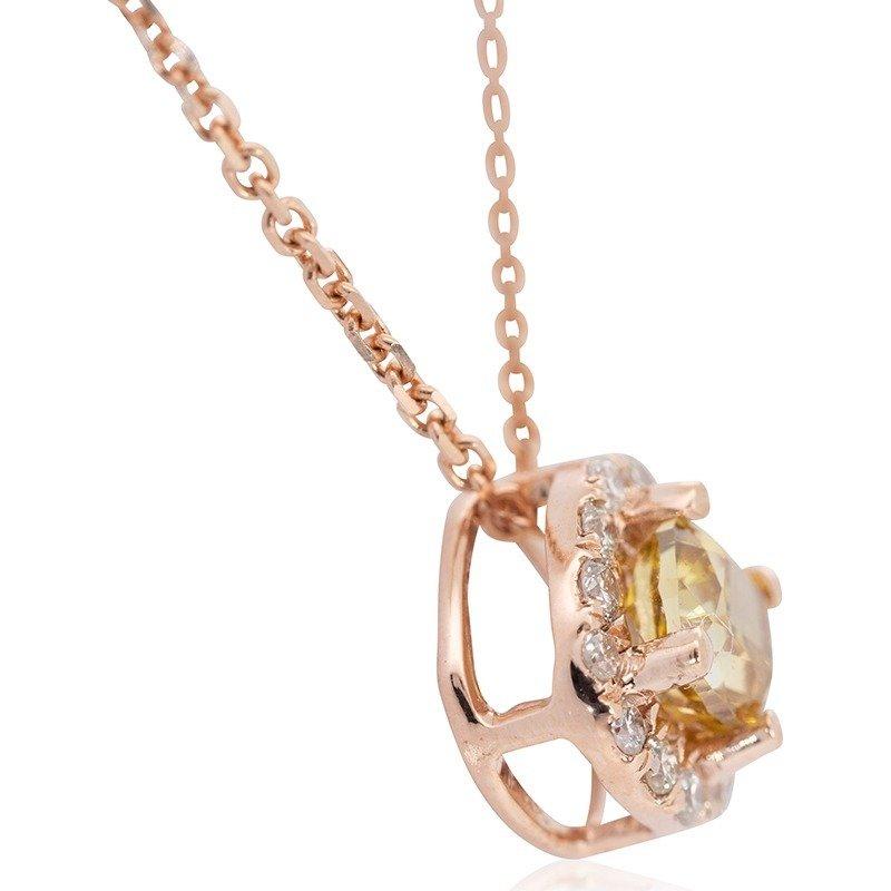 Dazzling 18k Rose gold Halo Fancy Necklace w/ 0.20 ct  Natural Diamond AIG Cert For Sale 5