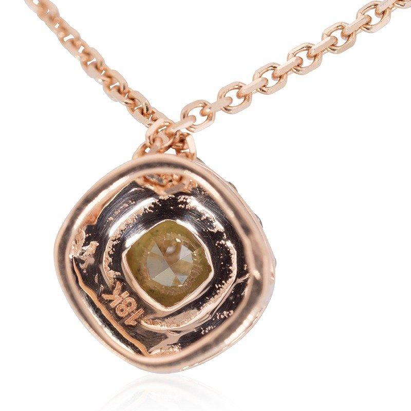 Dazzling 18k Rose gold Halo Fancy Necklace w/ 0.20 ct  Natural Diamond AIG Cert For Sale 6