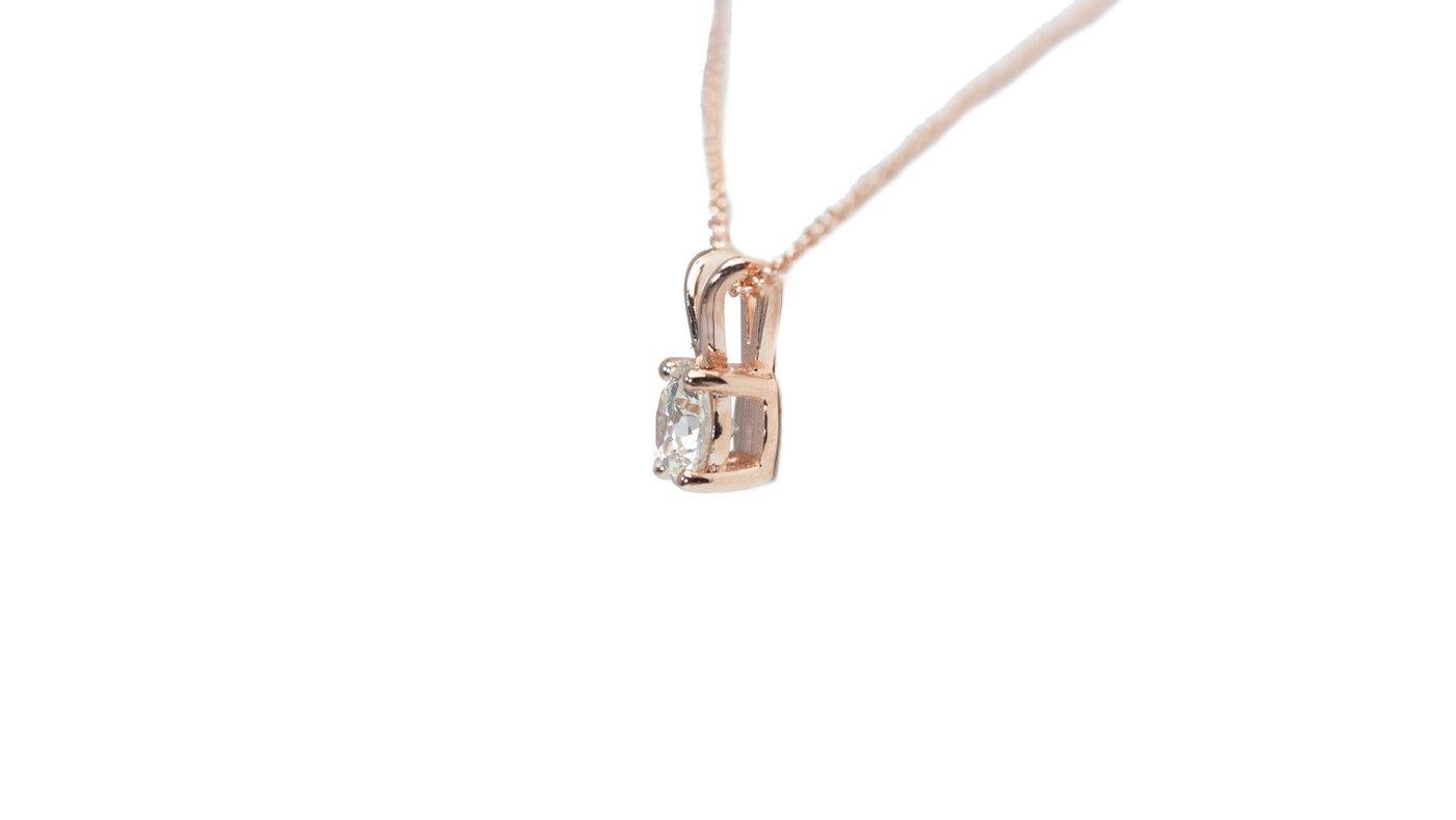 schillernde Halskette aus 18 Karat Roségold mit Anhänger, 1 Karat natürlicher Diamant, GIA-Zertifikat im Angebot 1