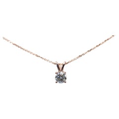 schillernde Halskette aus 18 Karat Roségold mit Anhänger, 1 Karat natürlicher Diamant, GIA-Zertifikat