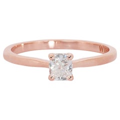 Dazzling 18k Rose Gold Solitaire Ring w/ 0.40ct Natural Diamonds AIG Certificate