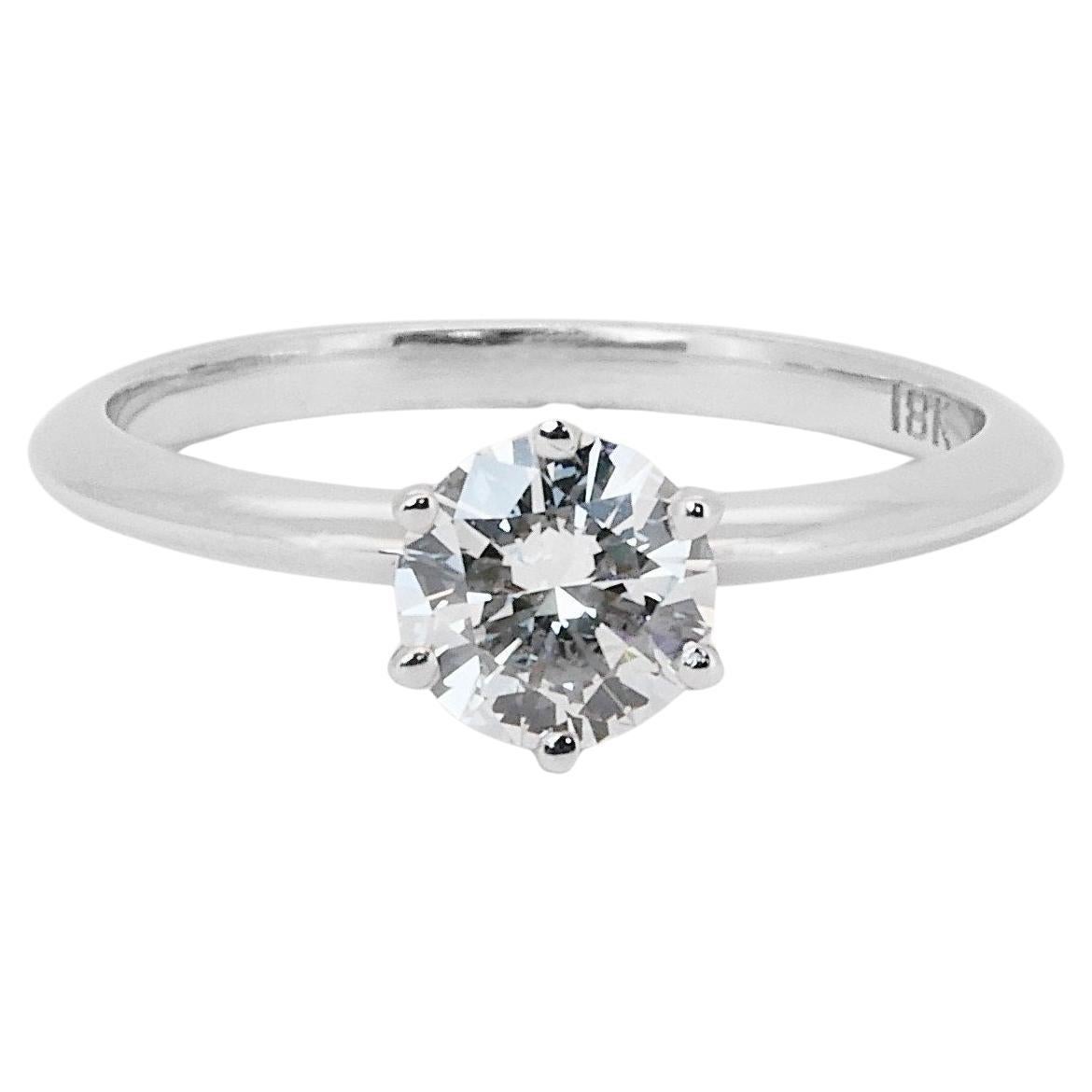 Dazzling 18k White Gold 1.03 Carat Round Brilliant Diamond Ring